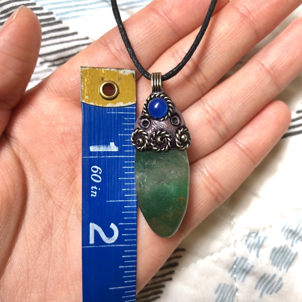 ☽Gypsy Aventurine Crystal Pendant Necklace☾ - Picture 2 of 5